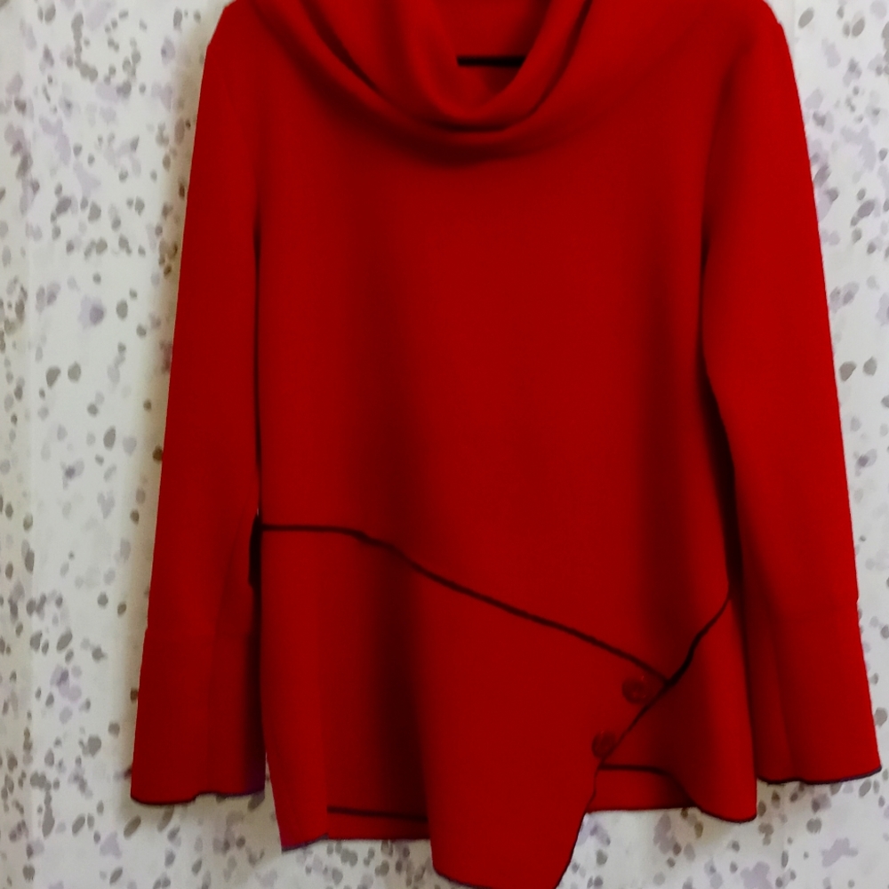 Cotton/Polyester blend thick material Red stunning Dressy Top